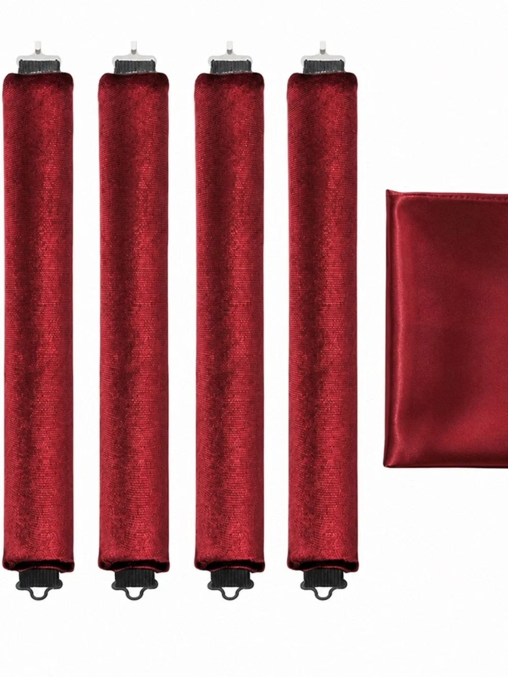 Heatless Hair Curler Rods Set 4 Velvet Foam Hair Rollers + 1 Satin Hair Scarf